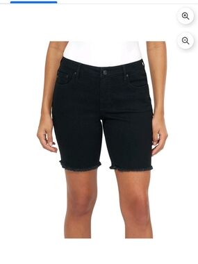 NWT Seven 7 Women's Black Frayed-Hem Relaxed Bermuda Shorts